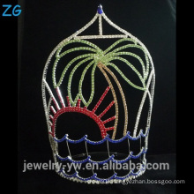 Colored Rhinestone Pageant Tiara Crown Tree Shaped Tiara